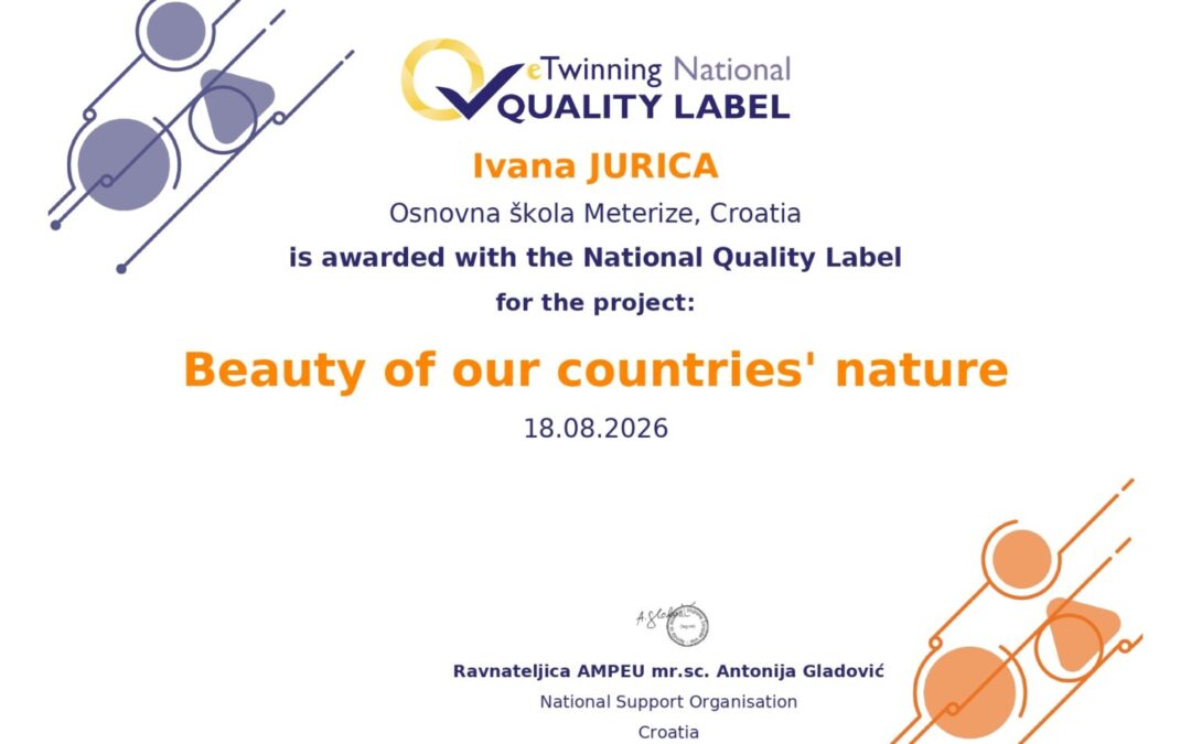 Nacionalna oznaka kvalitete za 7.a i eTwinning projekt!